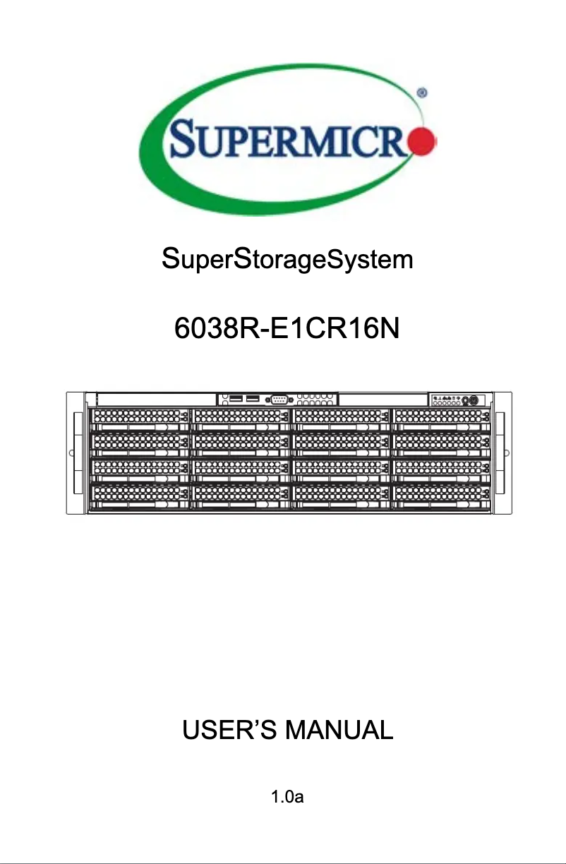 Página 1 del manual Manual de usuario Supermicro 6038R-E1CR16N