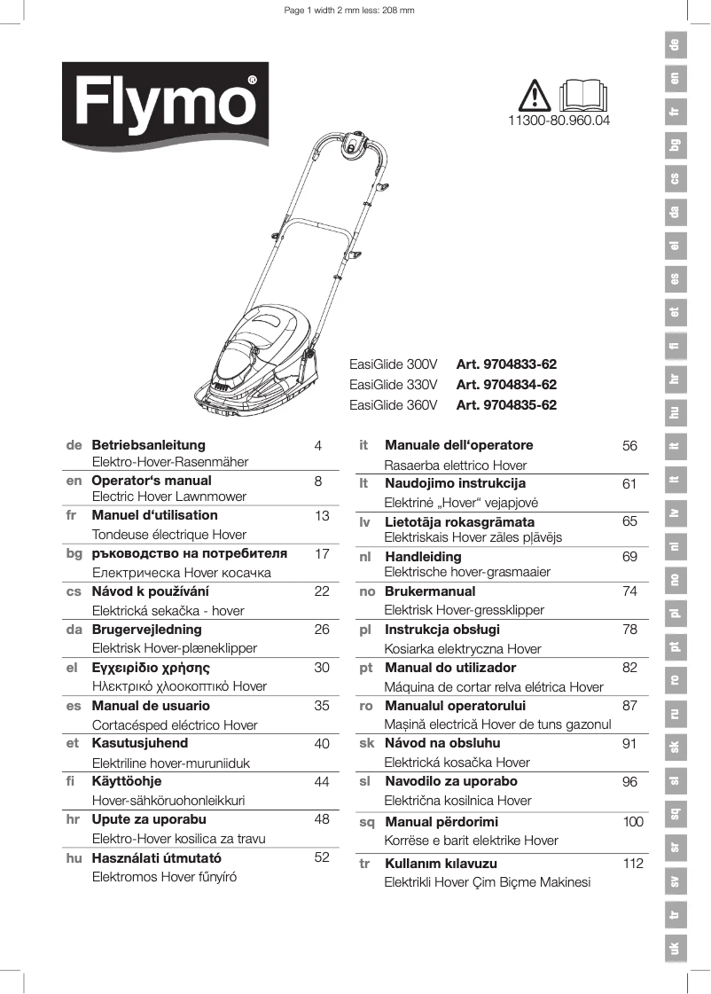 Imagen de la primera página del manual del dispositivo EasiGlide 360V