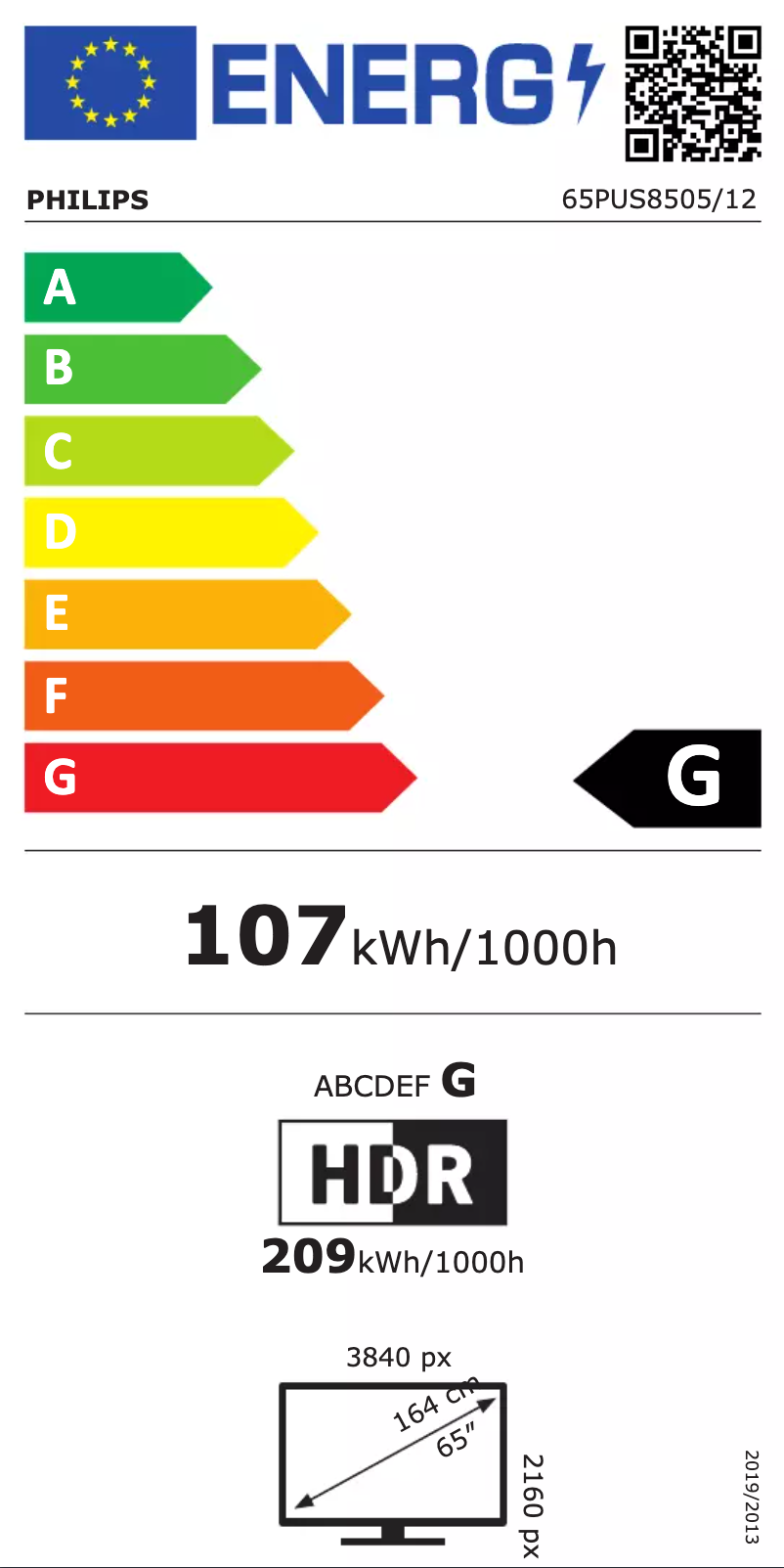 Página 1 del manual Etiqueta energética Philips 65PUS8505