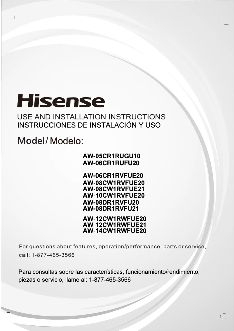 Página 1 del manual Manual de usuario Hisense AW1022CW1W