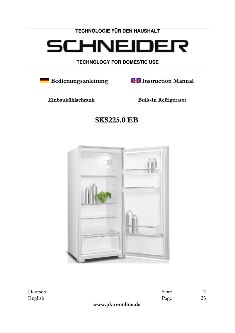 Página 1 del manual Manual de usuario Schneider SKS225.0 EB