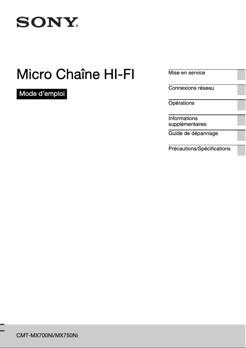 Imagen de la primera página del manual del dispositivo CMT-MX750Ni