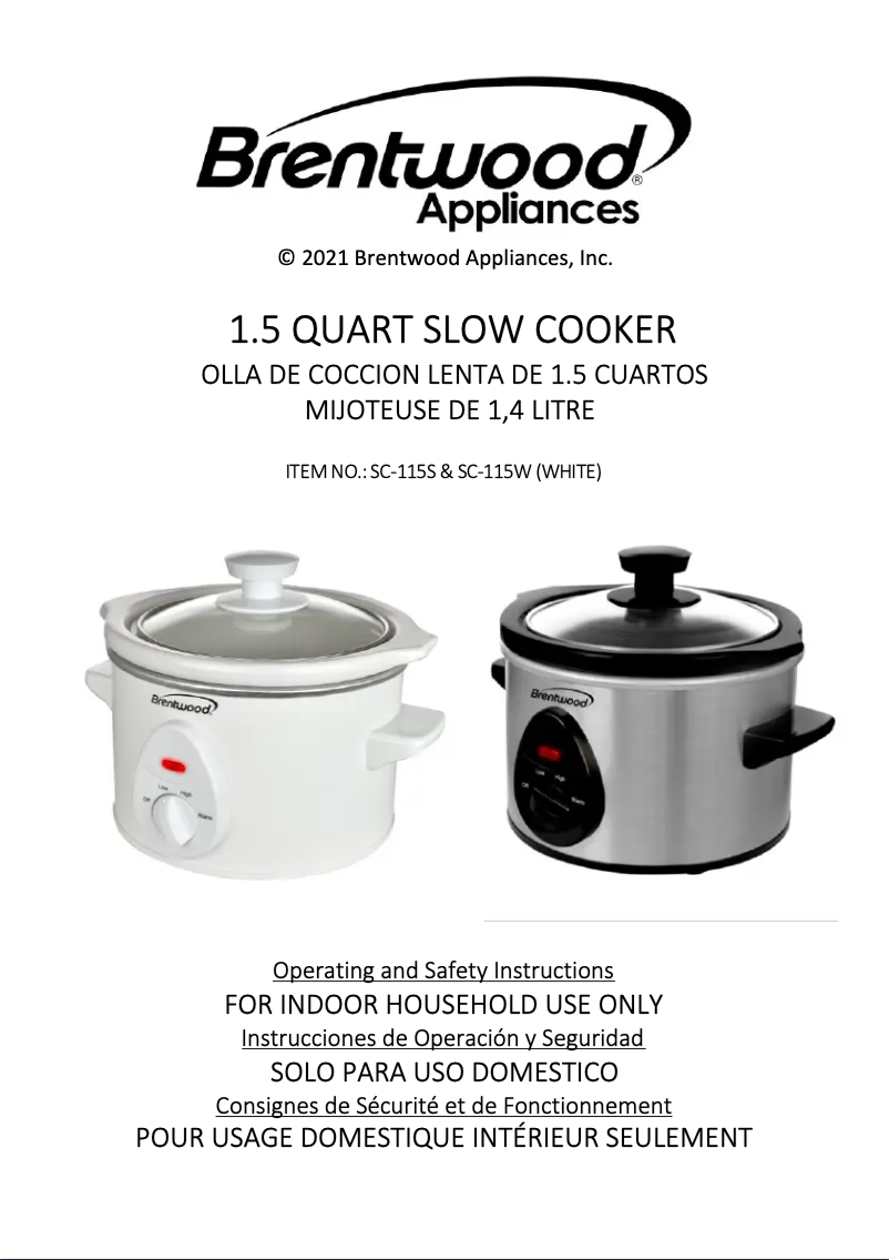 Página nº 1 - Manual de usuario Brentwood SC-115S
