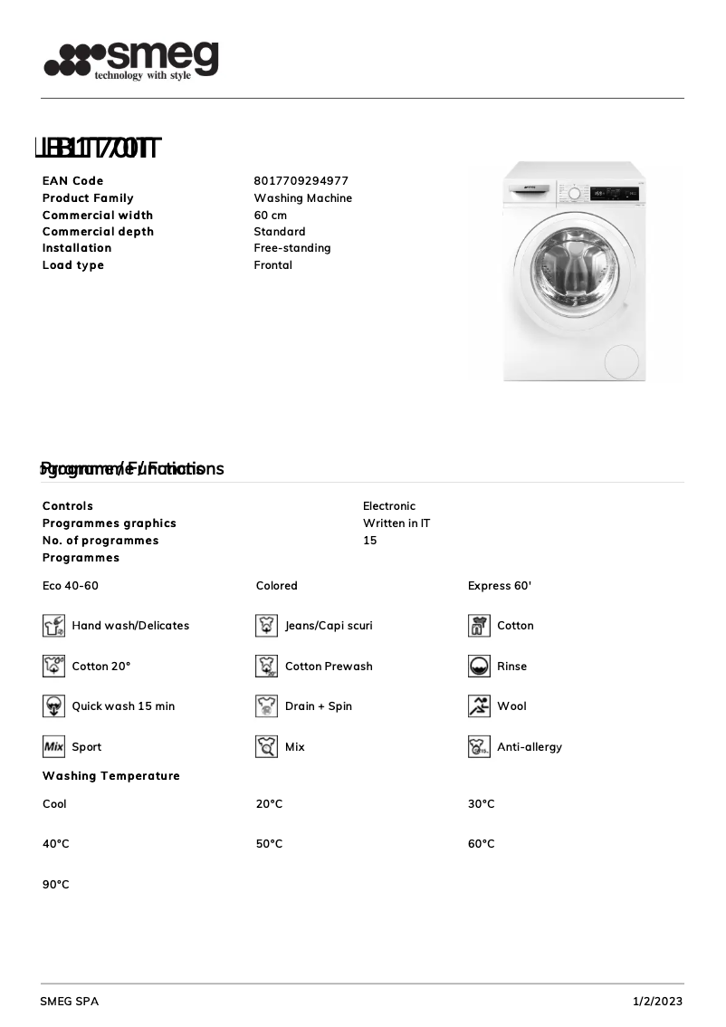 Página 1 del manual Folleto Smeg LB1T70IT