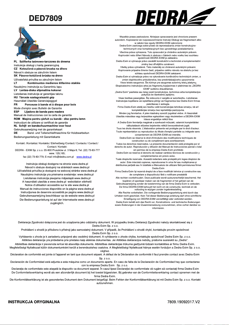 Página 1 del manual Manual de usuario DEDRA DED7809