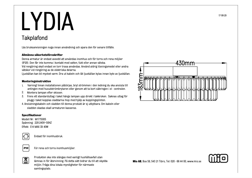 Imagen de la primera página del manual del dispositivo Lydia