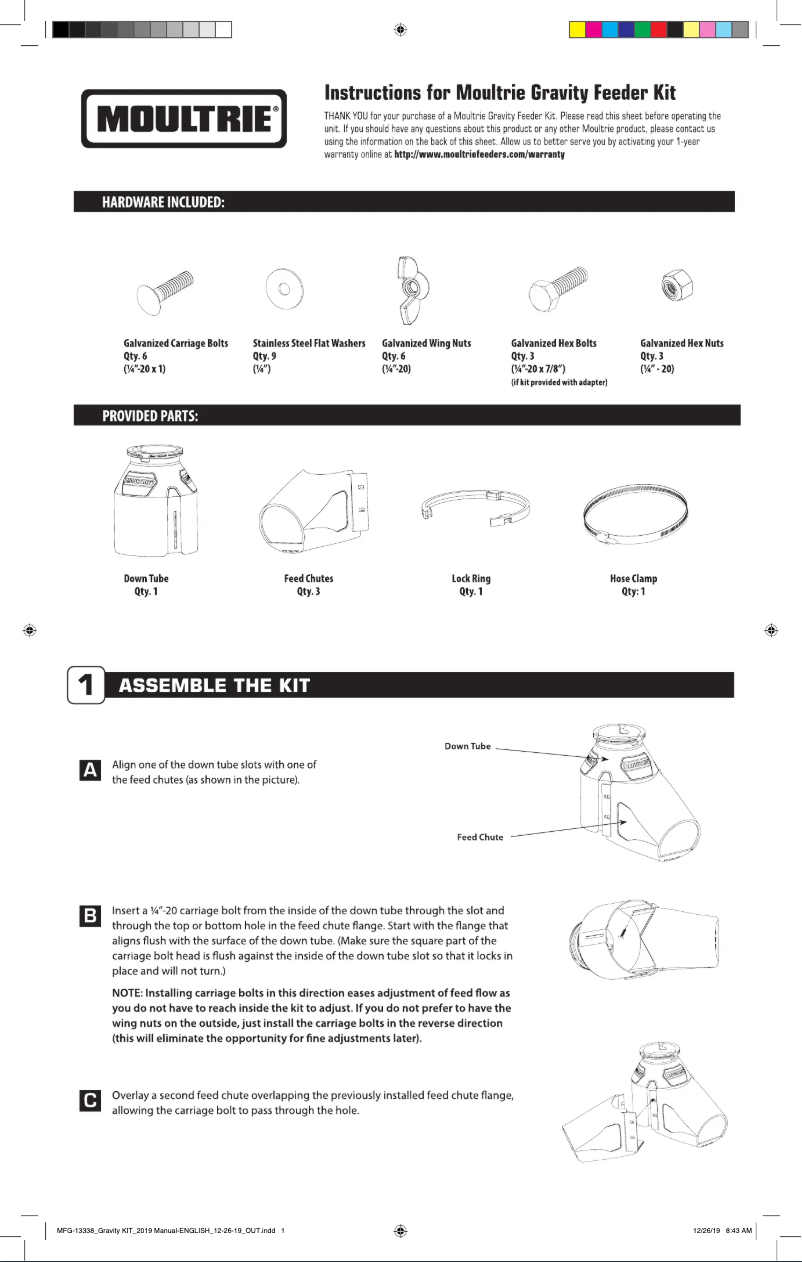 Página 1 del manual Manual de usuario Moultrie Gravity Feeder Kit