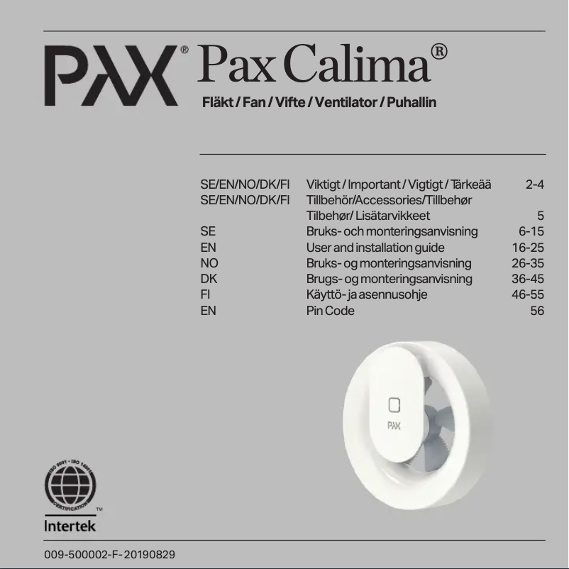 Página nº 1 - Manual de usuario PAX Calima