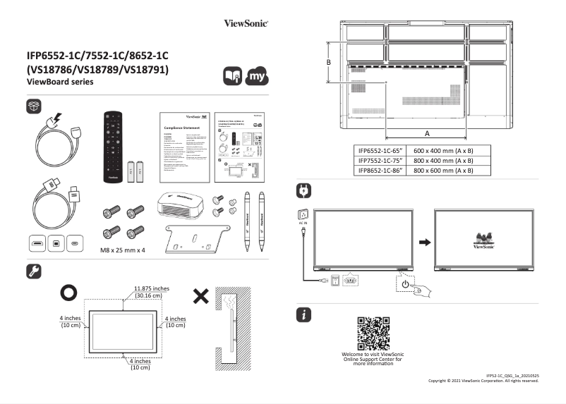 Página 1 del manual Guía de inicio rápido Viewsonic ViewBoard 7552-1C