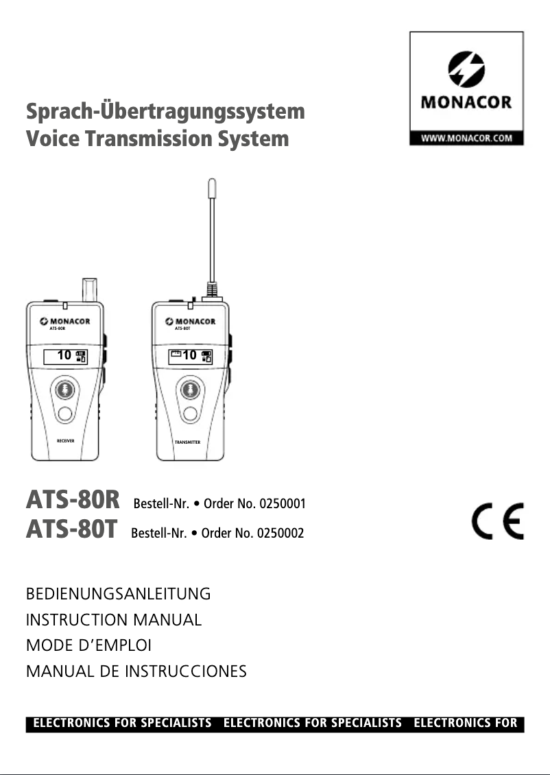 Página nº 1 - Manual de usuario Monacor ATS-80R
