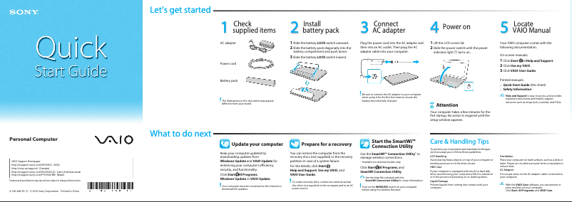 Imagen de la primera página del manual del dispositivo Vaio VPCM111AX