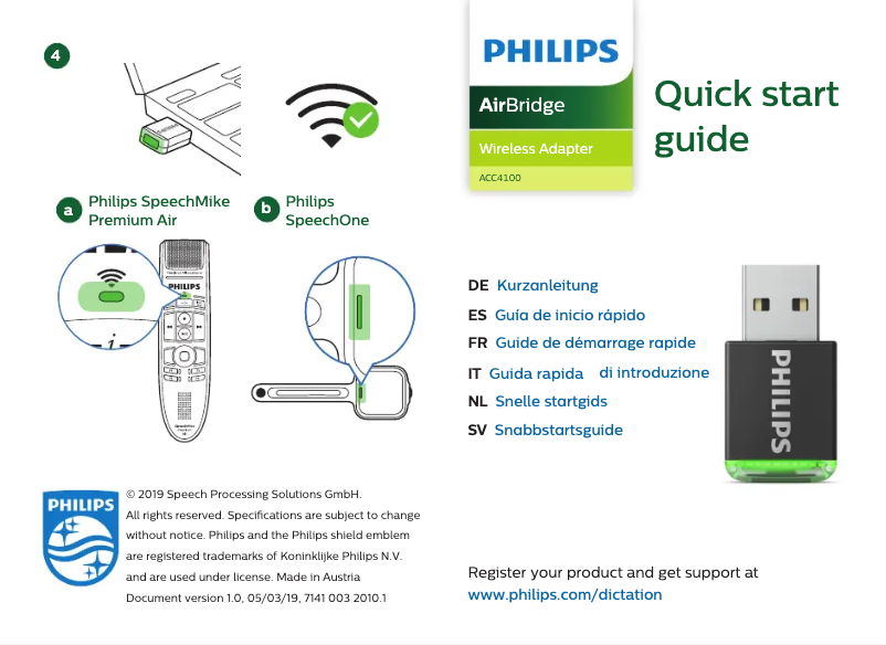 Imagen de la primera página del manual del dispositivo AirBridge ACC4100