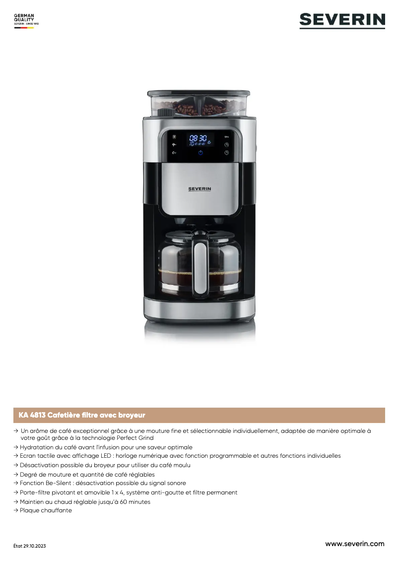Página 1 del manual Ficha técnica Severin KA 4813