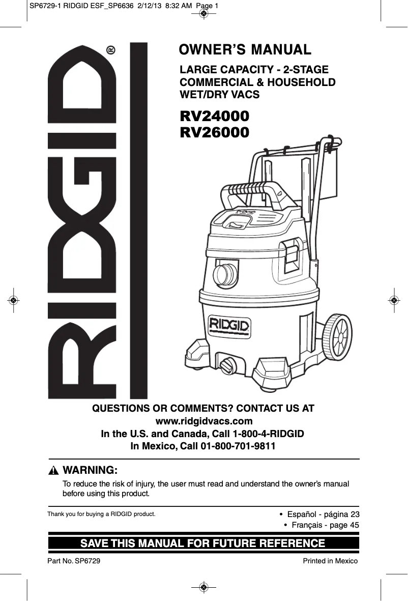 Imagen de la primera página del manual del dispositivo RV2400A