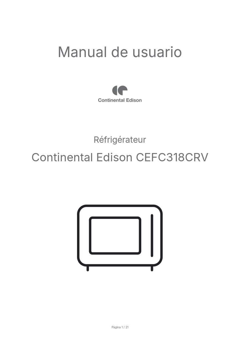 Imagen de la primera página del manual del dispositivo CEFC318CRV