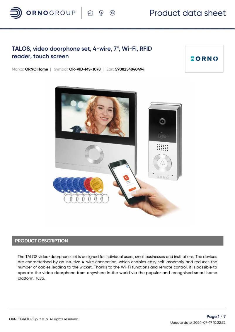 Imagen de la primera página del manual del dispositivo OR-VID-MS-1078