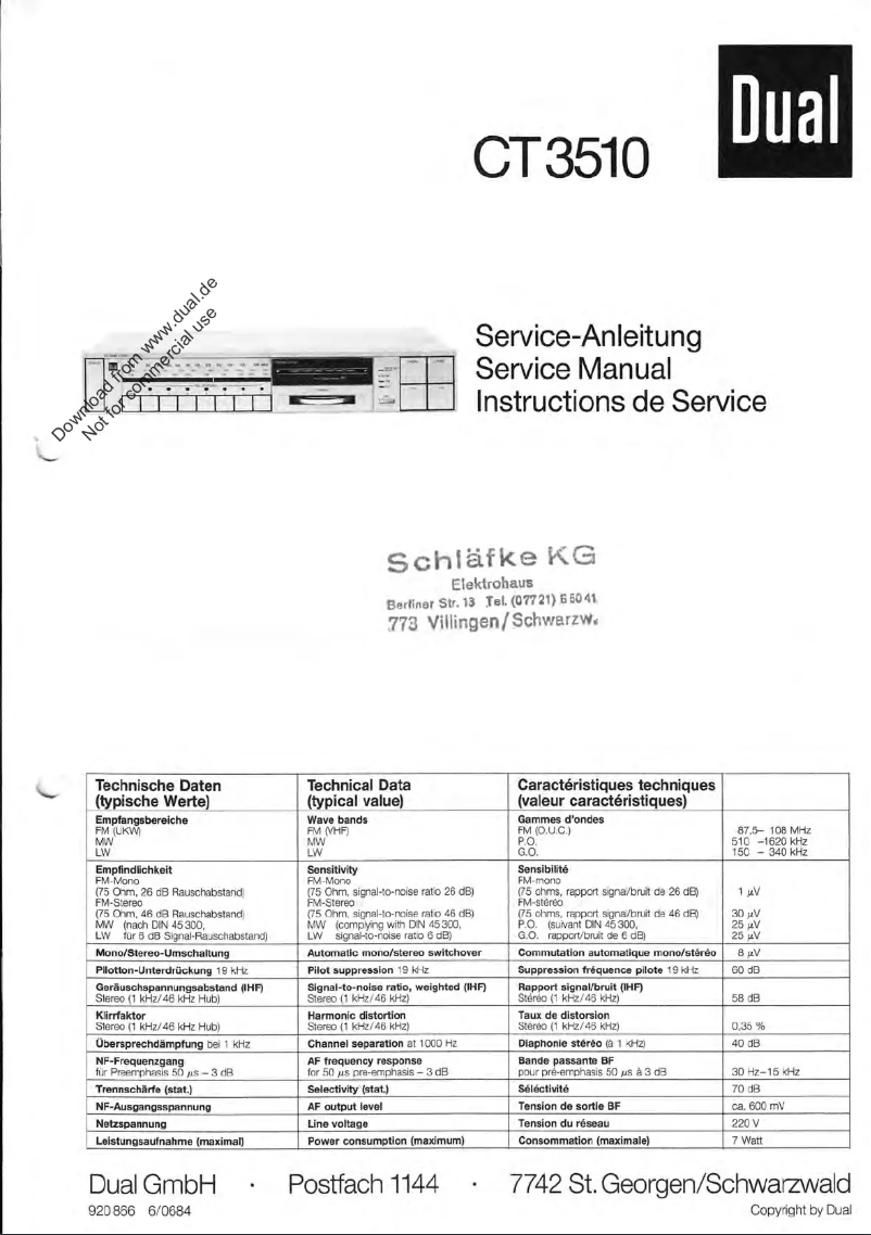 Página nº 1 - Manual de usuario Dual CT 3510