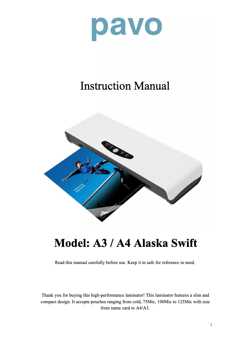 Página nº 1 - Manual de usuario Pavo Alaska Swift A4