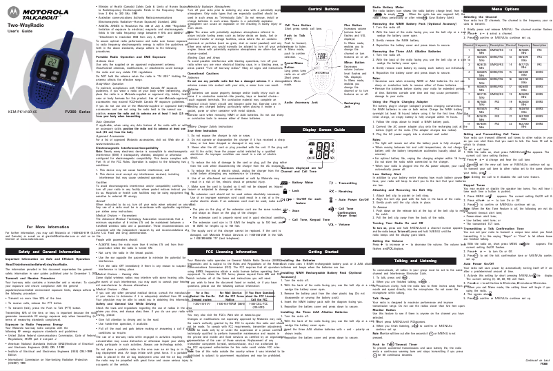 Imagen de la primera página del manual del dispositivo Talkabout FV300