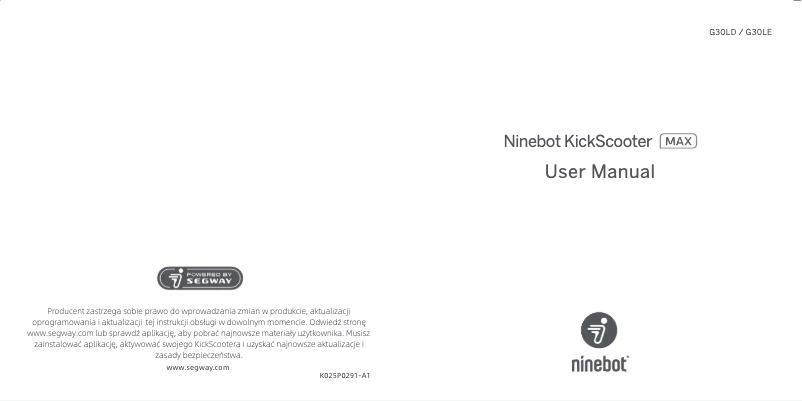 Imagen de la primera página del manual del dispositivo KickScooter MAX G30LE