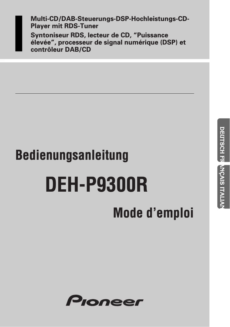 Imagen de la primera página del manual del dispositivo DEH-P9300R