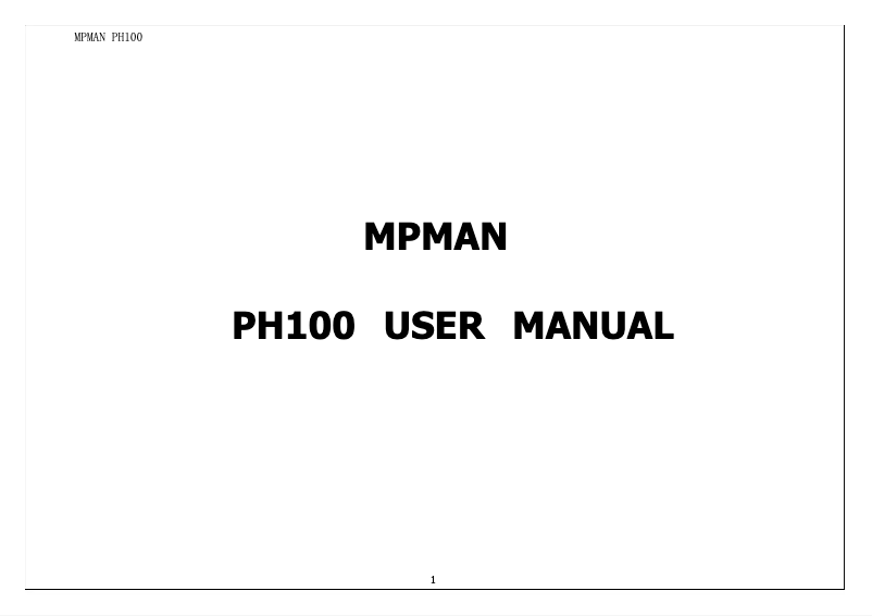 Página 1 del manual Manual de usuario Mpman PH100