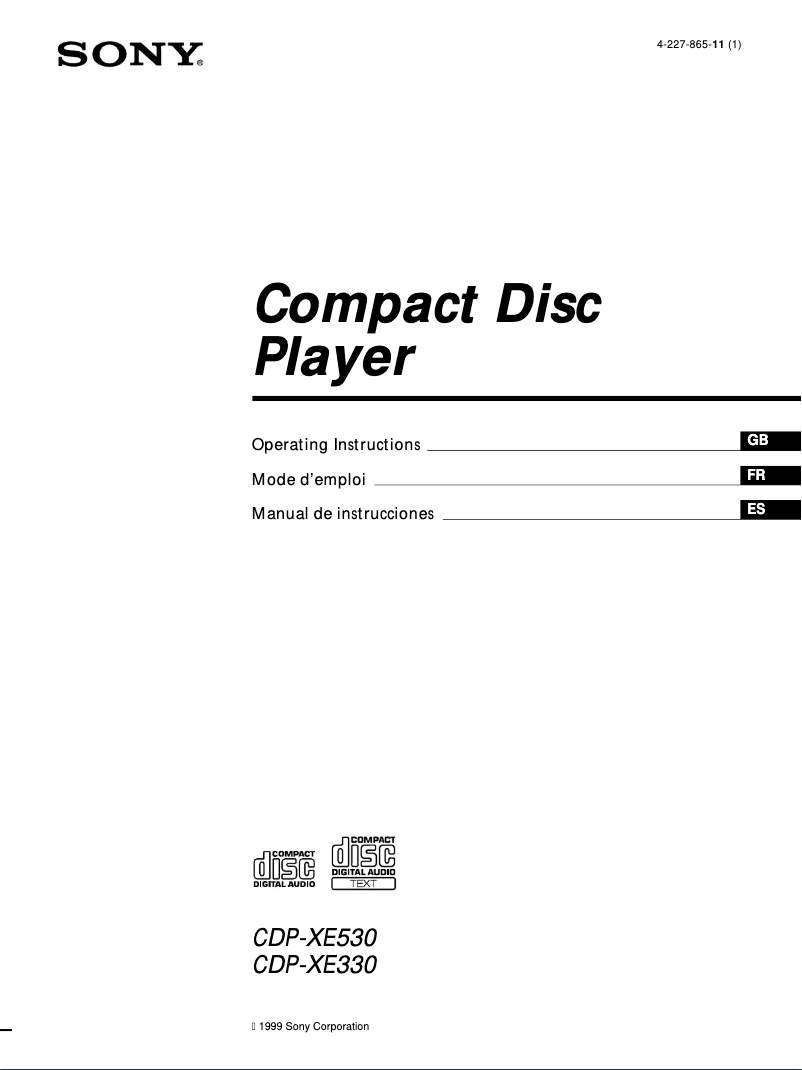 Imagen de la primera página del manual del dispositivo CDP-XE530