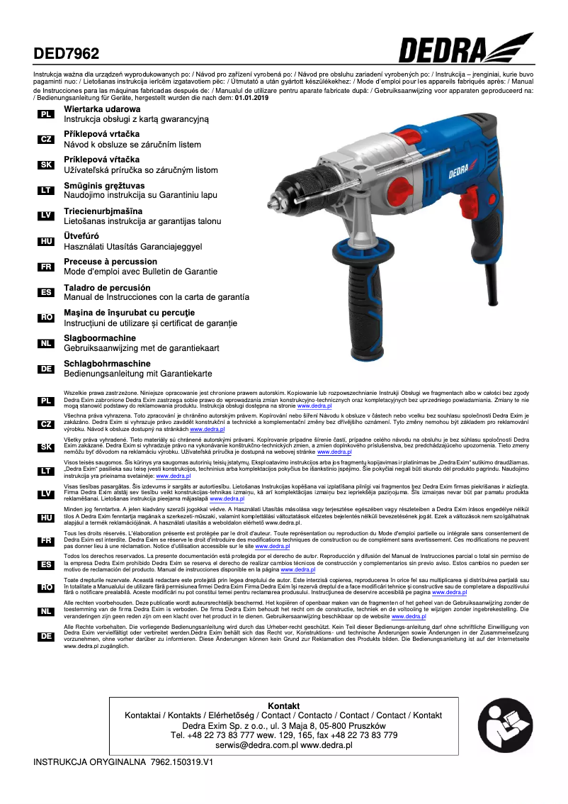 Página 1 del manual Manual de usuario DEDRA DED7962