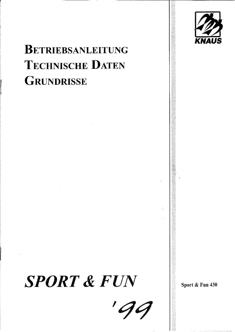 Página nº 1 - Manual de usuario Knaus Sport & Fun 430 (1999)