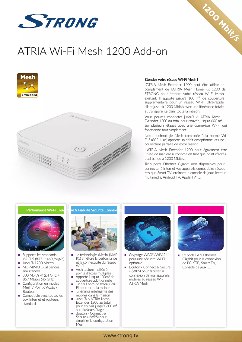 Imagen de la primera página del manual del dispositivo ATRIA Wi-Fi Mesh Home 1200