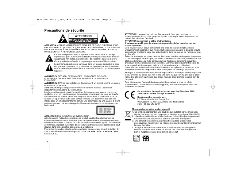 Página nº 1 - Manual de usuario LG XC14