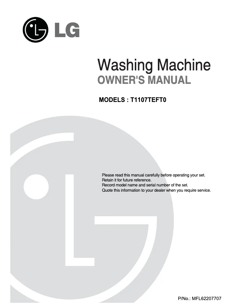 Página 1 del manual Manual de usuario LG T1107TEFT0