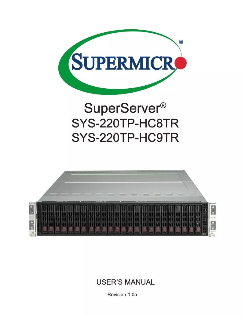Página 1 del manual Manual de usuario Supermicro SuperServer SYS-220TP-HC8TR