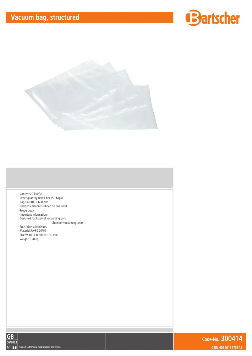 Página 1 del manual Manual de usuario Bartscher 300414