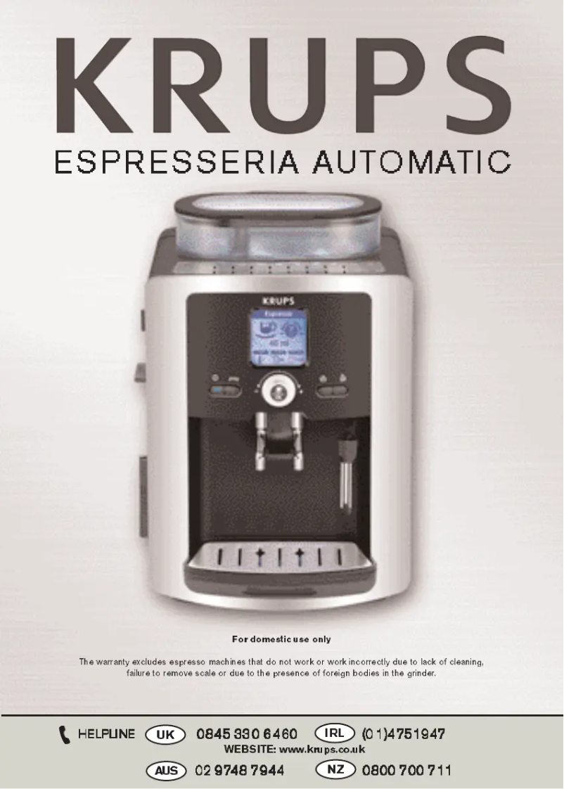 Imagen de la primera página del manual del dispositivo Espresseria Automatic XP 7000