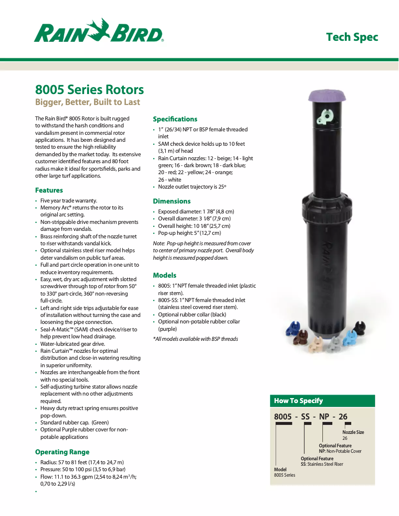 Imagen de la primera página del manual del dispositivo 8005