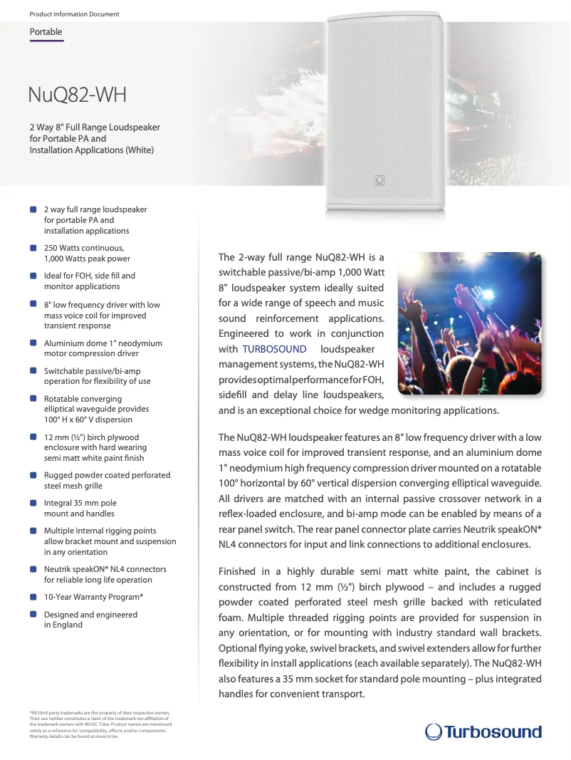 Página 1 del manual Ficha técnica Turbosound NuQ82