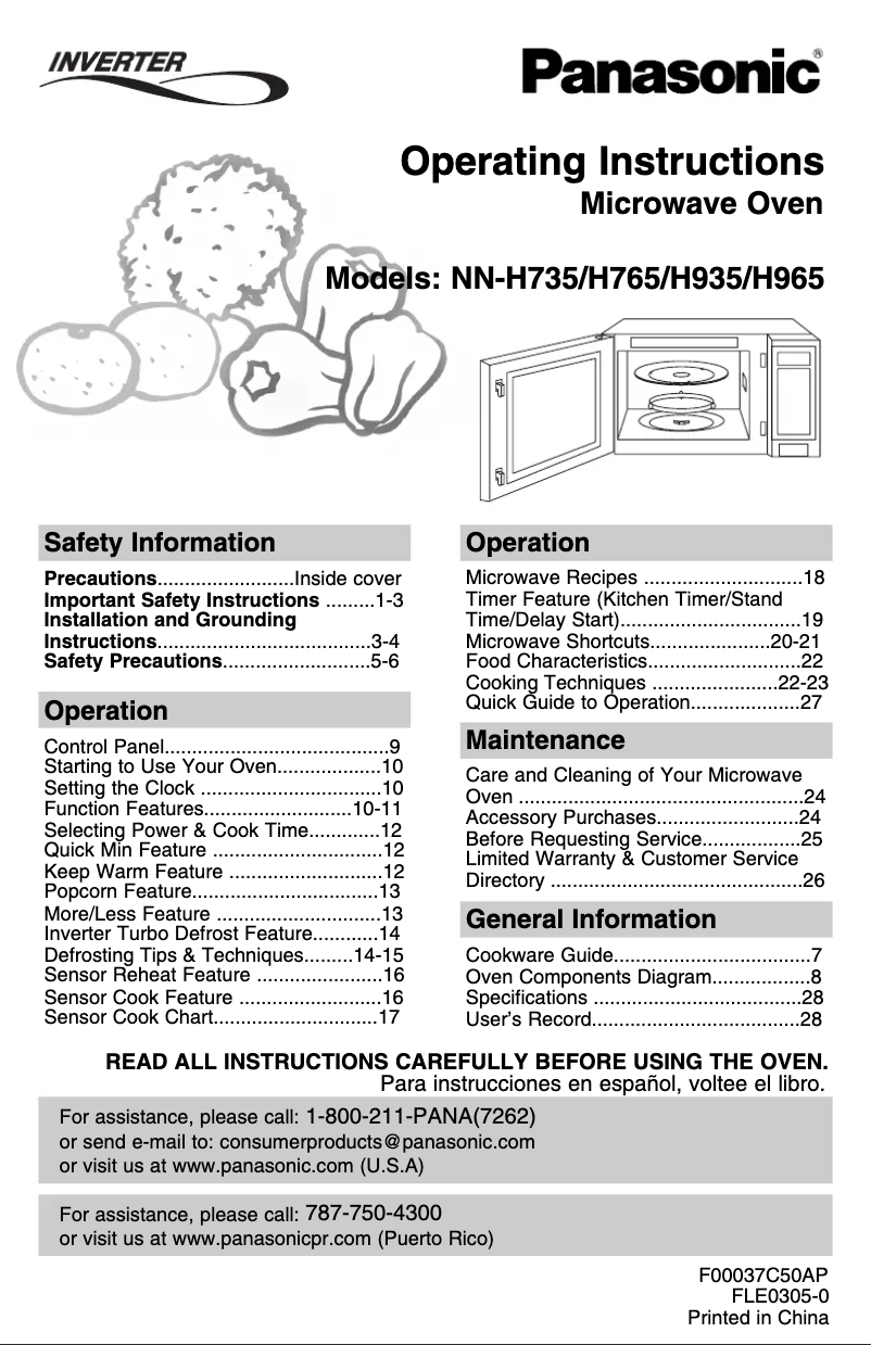 Página 1 del manual Manual de usuario Panasonic NN-H965BF