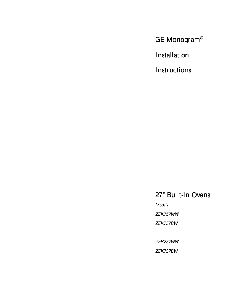 Imagen de la primera página del manual del dispositivo ZEK757WWWW