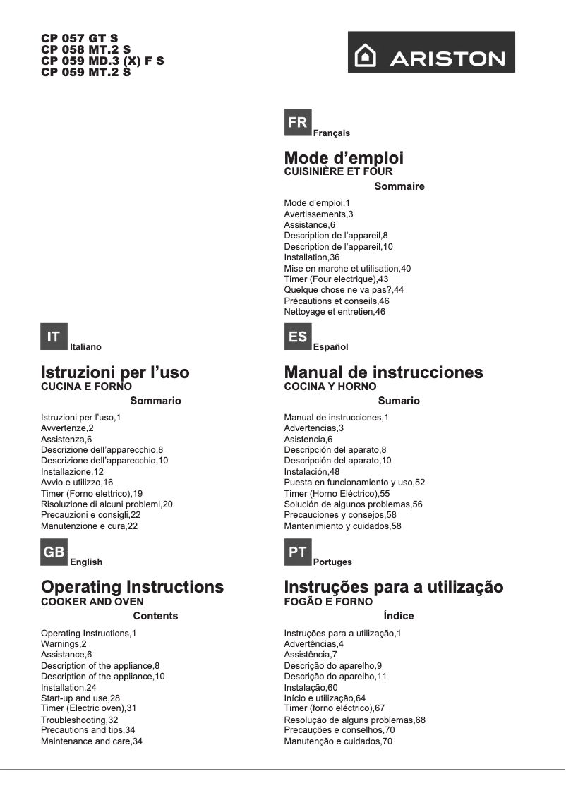 Imagen de la primera página del manual del dispositivo CP 059 MD.3