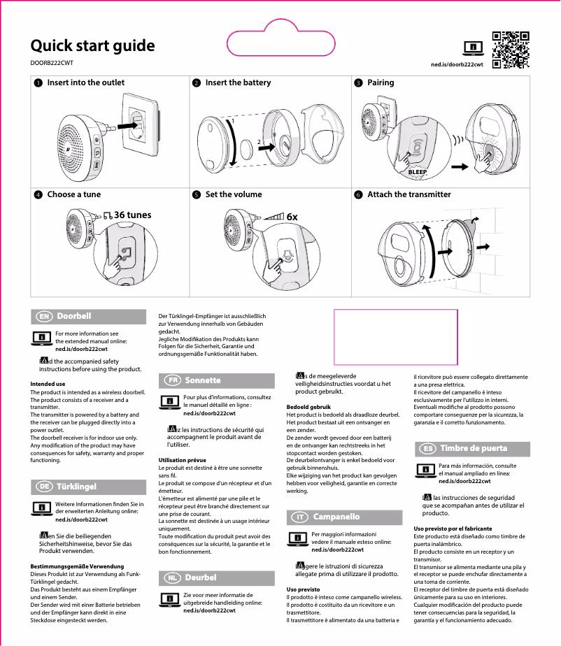 Imagen de la primera página del manual del dispositivo DOORB222CWT