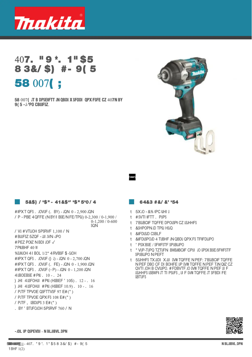 Página 1 del manual Ficha técnica Makita TW007GZ