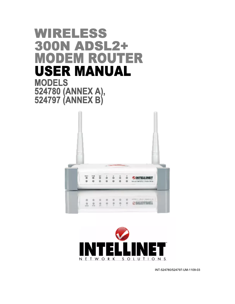 Página 1 del manual Manual de usuario Intellinet Wireless 300N ADSL2+ 524780