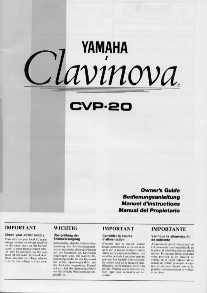 Página 1 del manual Manual de usuario Yamaha Clavinova CVP-20