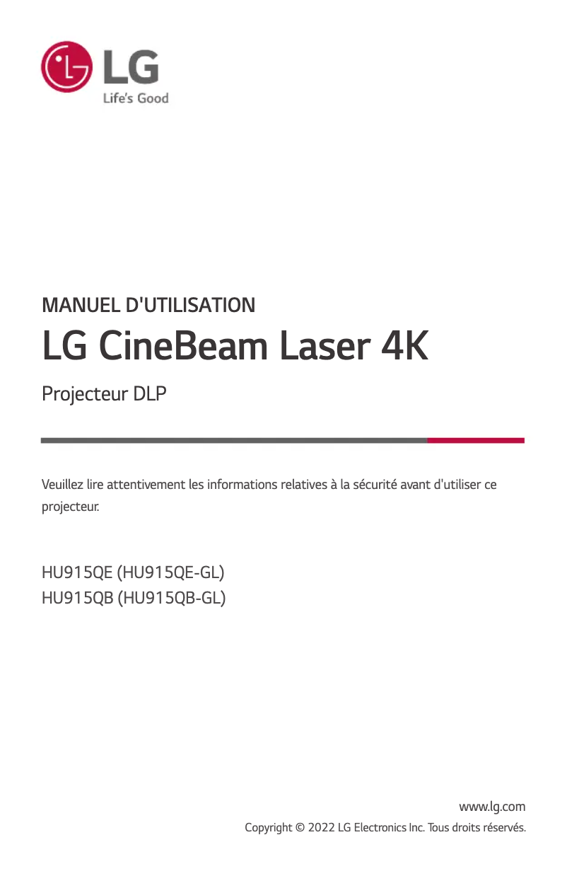 Imagen de la primera página del manual del dispositivo CineBeam HU915QE