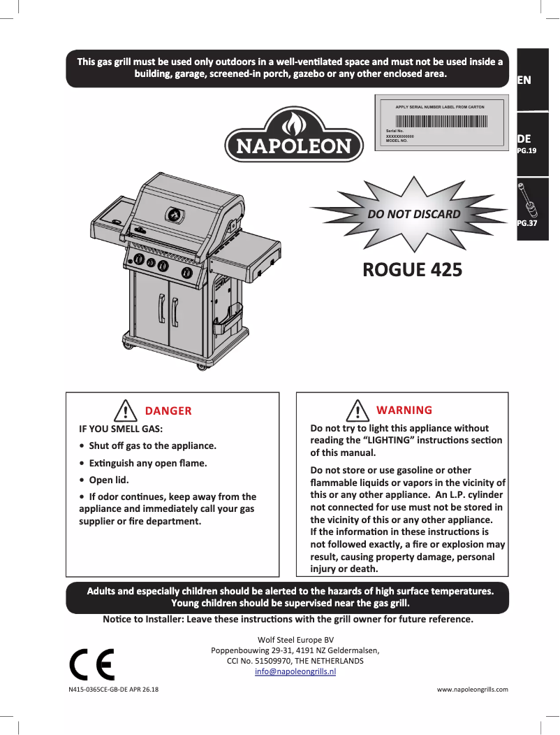 Imagen de la primera página del manual del dispositivo Rogue 425-3