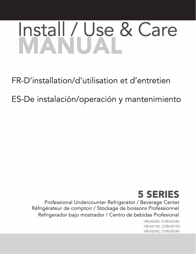 Imagen de la primera página del manual del dispositivo VRUO5240DRSS