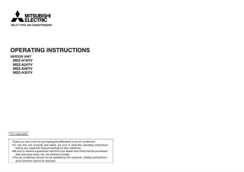 Página 1 del manual Manual de usuario Mitsubishi MSZ-A24YV