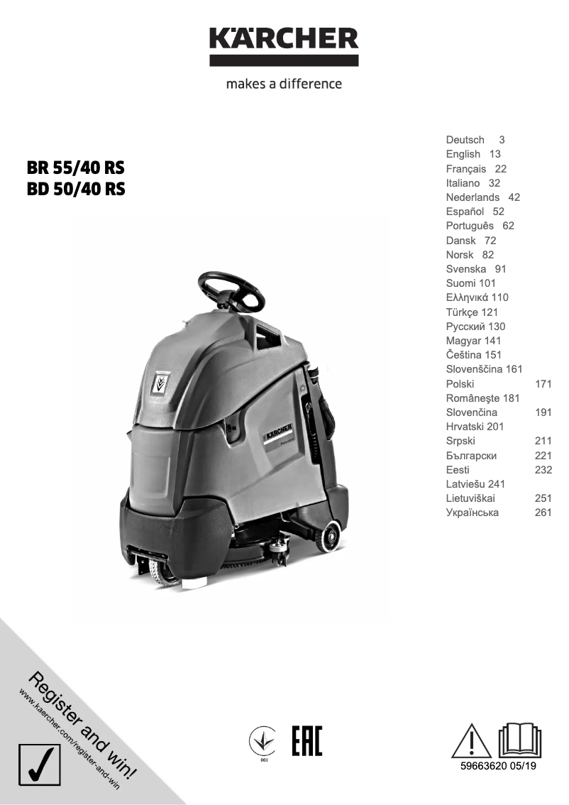 Página 1 del manual Manual de usuario Kärcher BD 50/40 RS Bp Pack