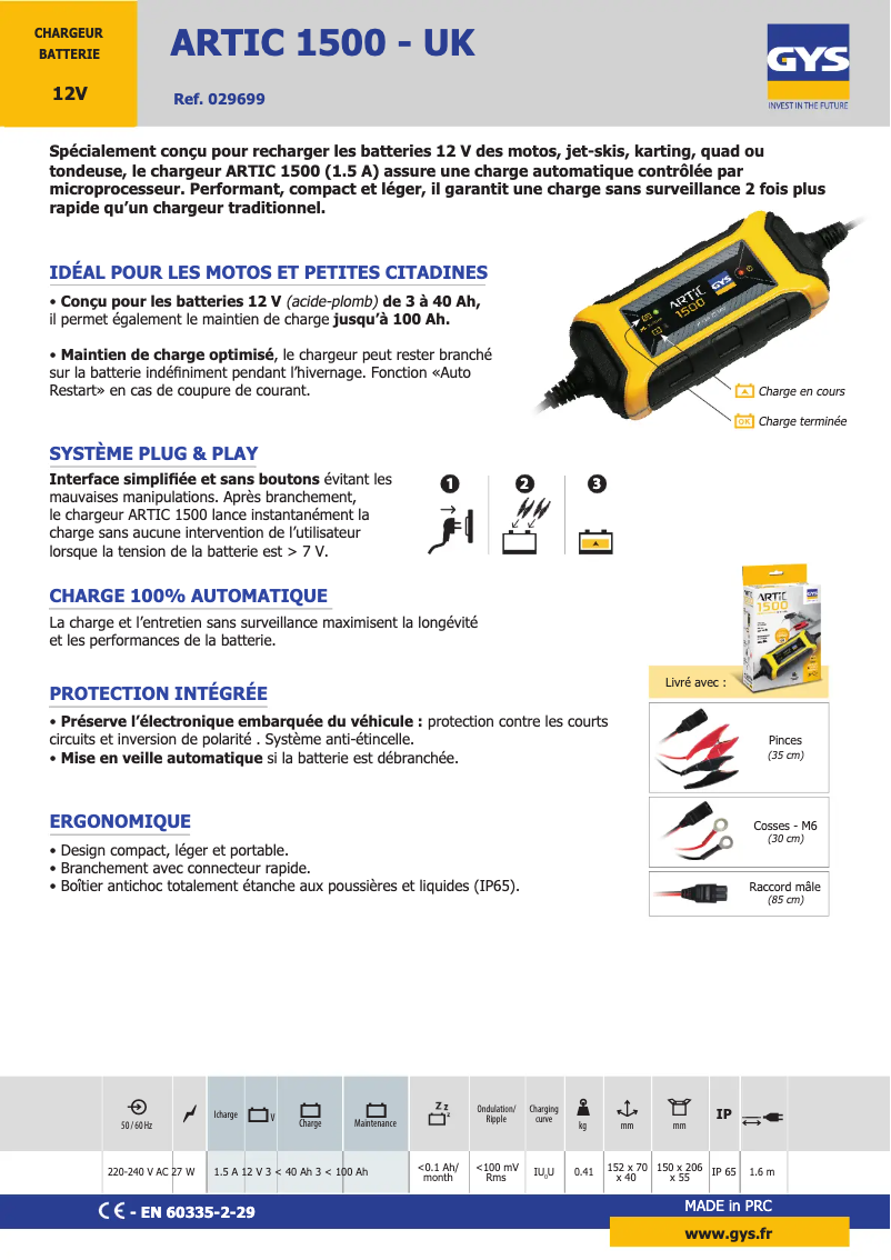 Imagen de la primera página del manual del dispositivo Artic 1500